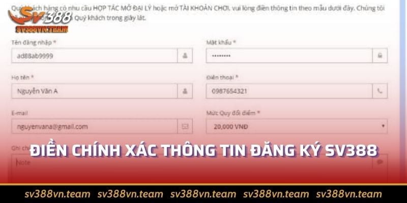 Đăng Ký Sv388 Hướng Dẫn Đơn Giản Và Hiệu Quả Nhất 2024 3 Điền chính xác thông tin đăng ký Sv388